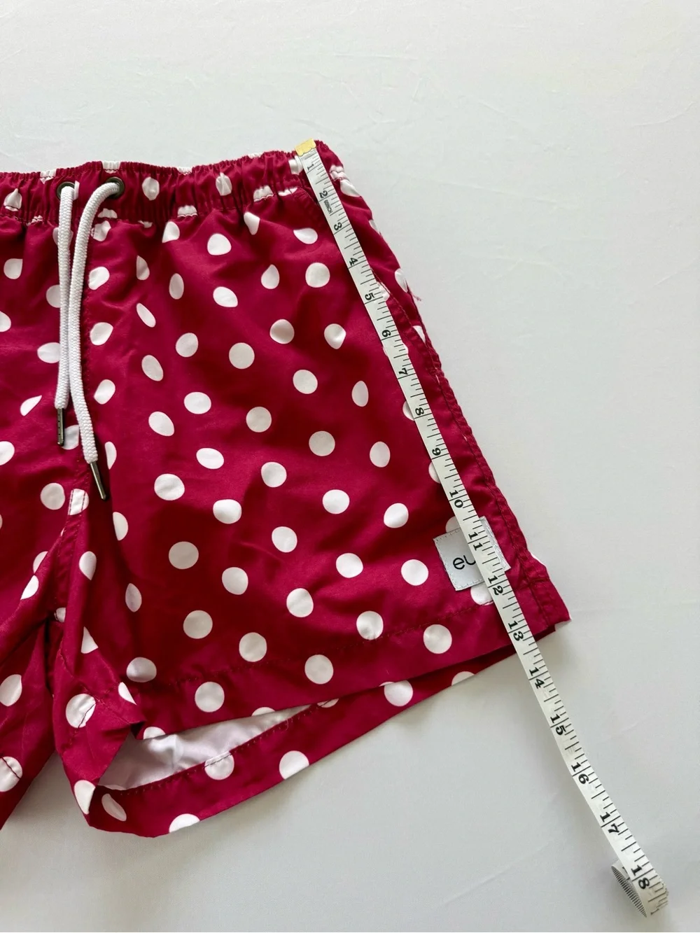 Men’s Burgundy Polka Dot Swim Trunks